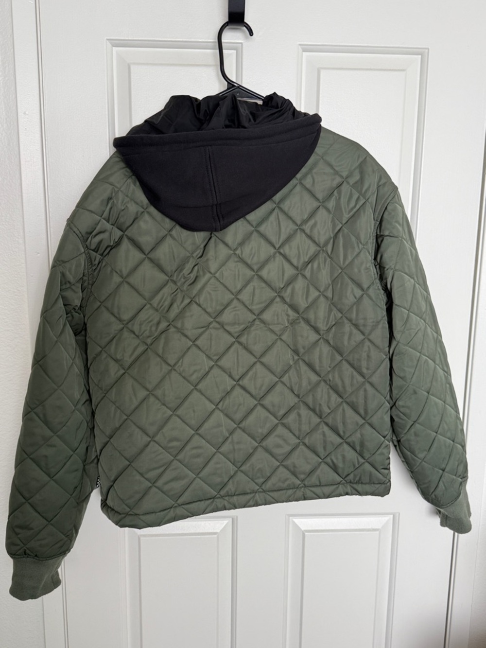 Vans Olive Quilted Hooded Puffer Jacket with Black Hood - Picture 5 of 5
